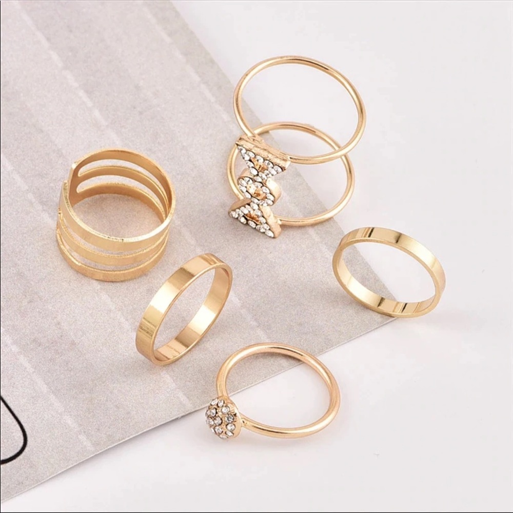 5 Piece Gold Midi Knuckle Ring Set - Picture 3 of 6